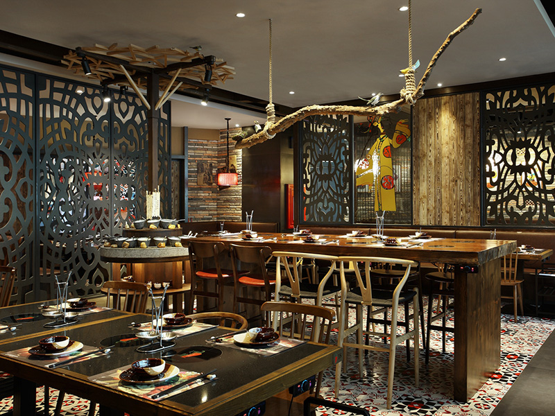 現(xiàn)代新中式火鍋店裝修設(shè)計(jì)效果圖